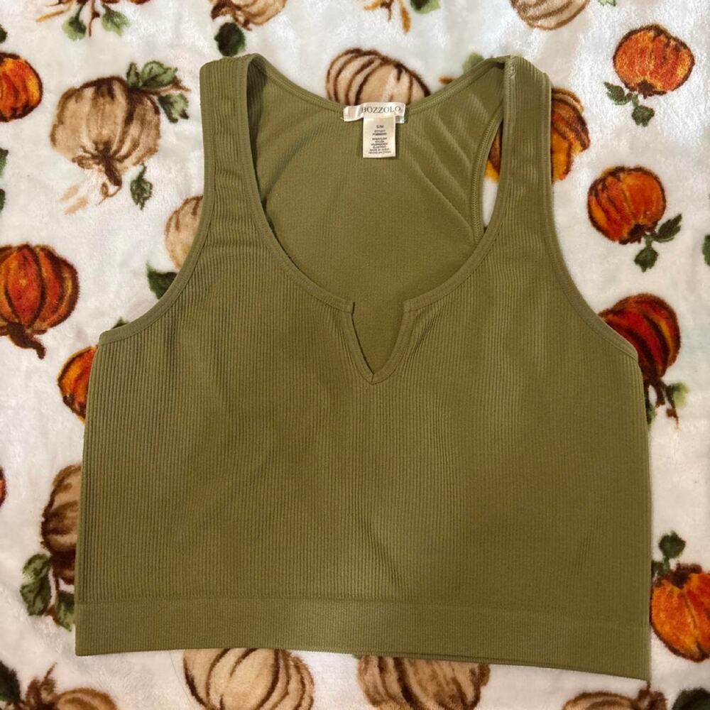 Olive green ribbed tank top